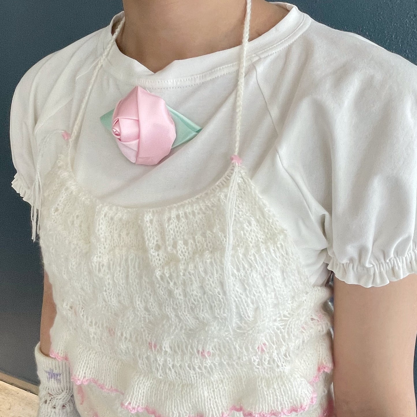 Knitted camisole / White × Pink / ニットキャミソール