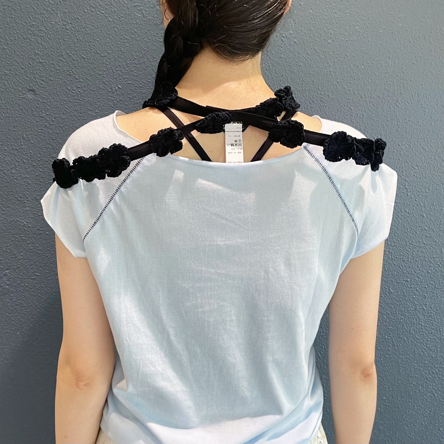 Flower Crochet Collar / Black / かぎ編みつけ襟