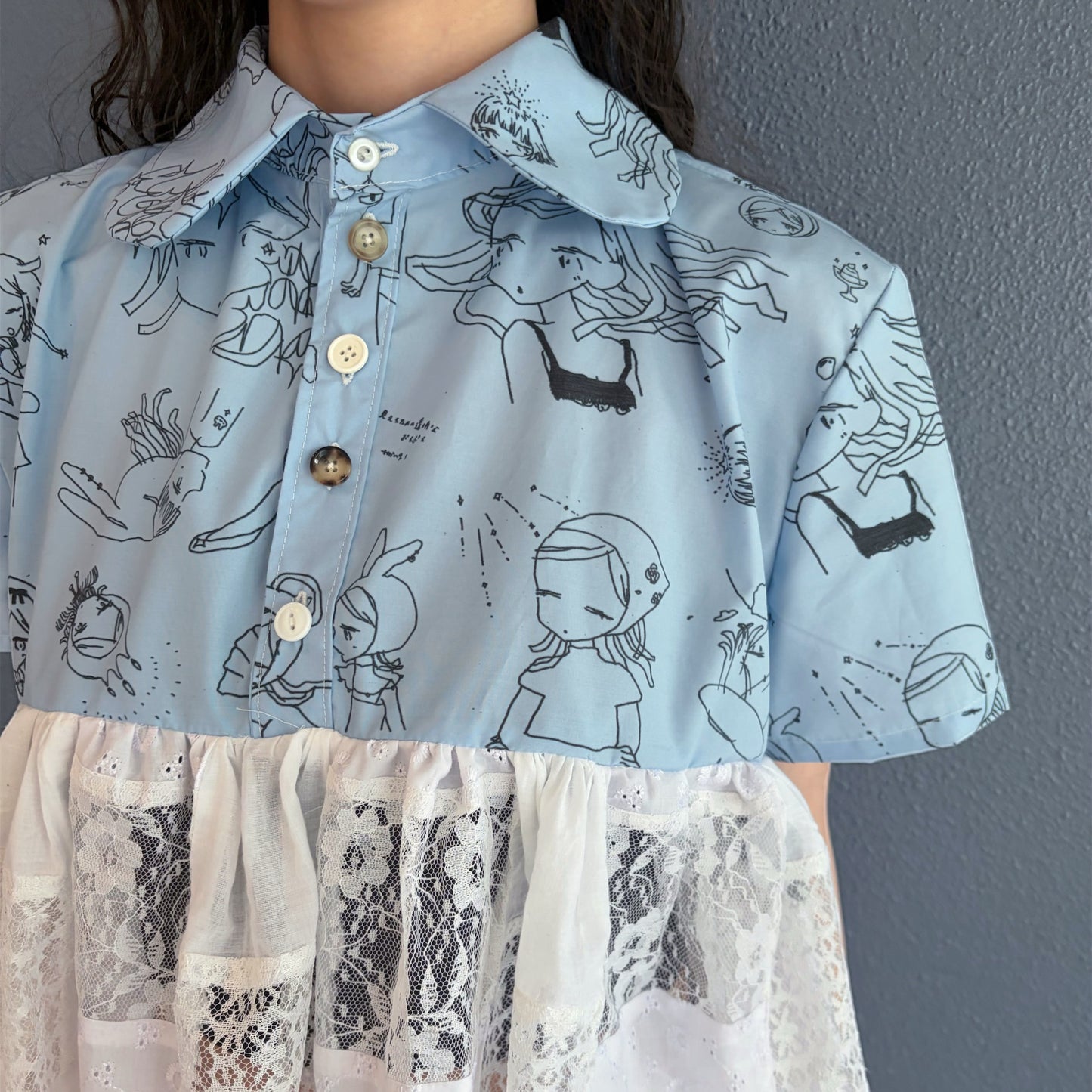 MEGUMI OKUBO SHIRT TOP / blue / 大久保惠コラボレーションシャツ