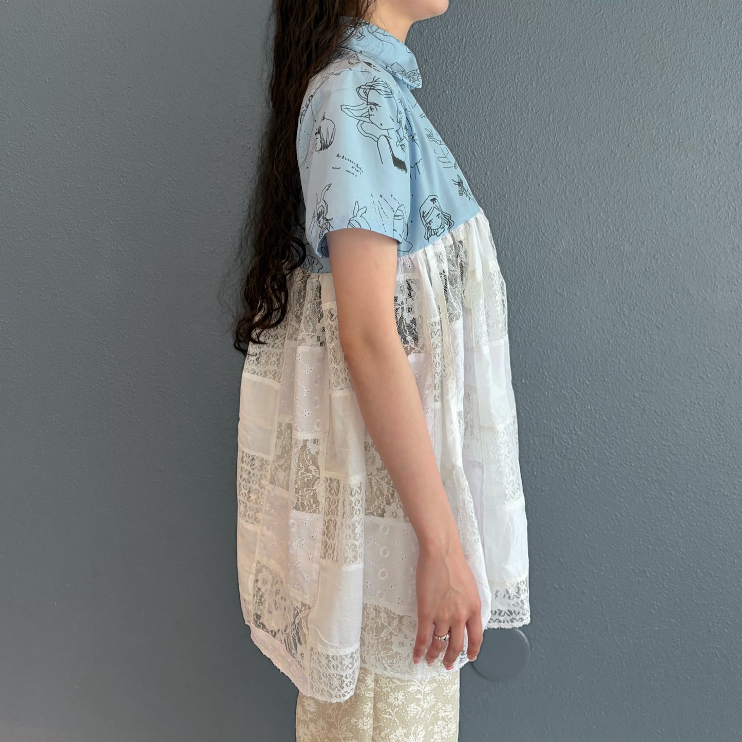 MEGUMI OKUBO SHIRT TOP / blue / 大久保惠コラボレーションシャツ