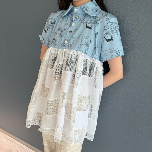 MEGUMI OKUBO SHIRT TOP / blue / 大久保惠コラボレーションシャツ
