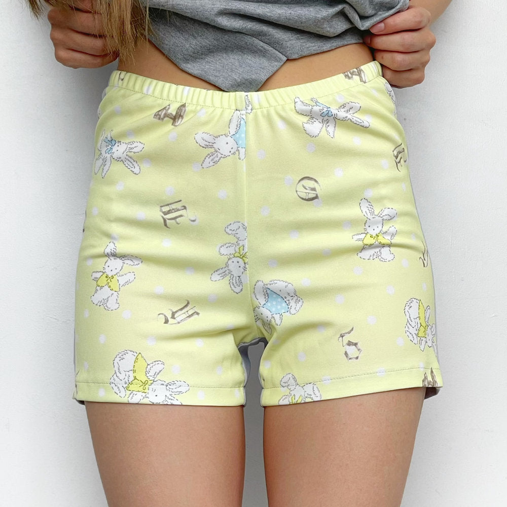 BA PAJAMA print mini shorts / yellow / プリントショーツ