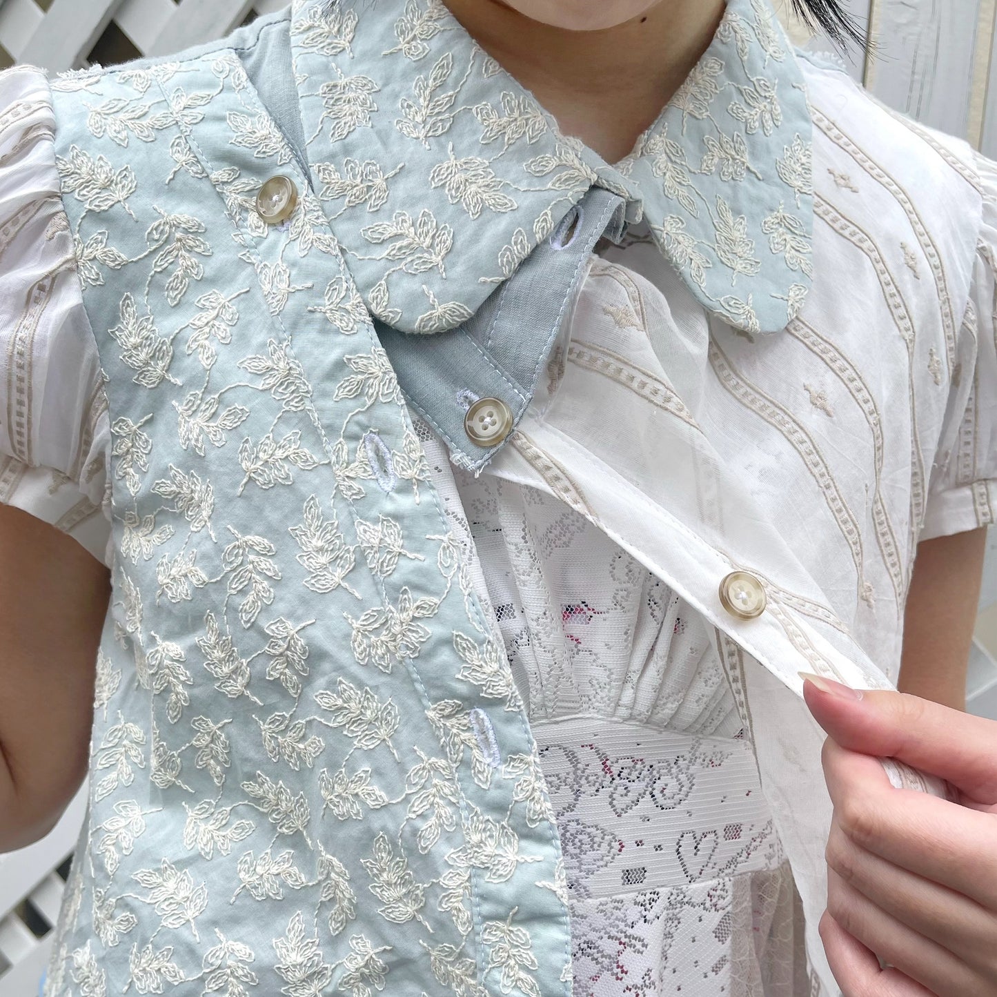 Curve shirt / White × Blue / カーブシャツ
