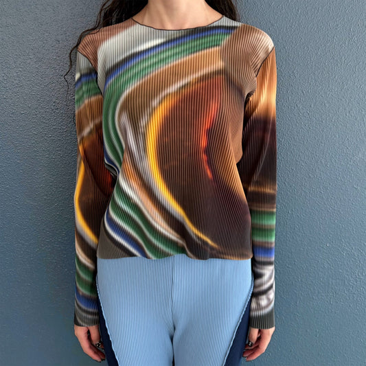FOOD GRAPHIC TOP REGULAR / MULTI PLATES / グラフィックプリーツトップ
