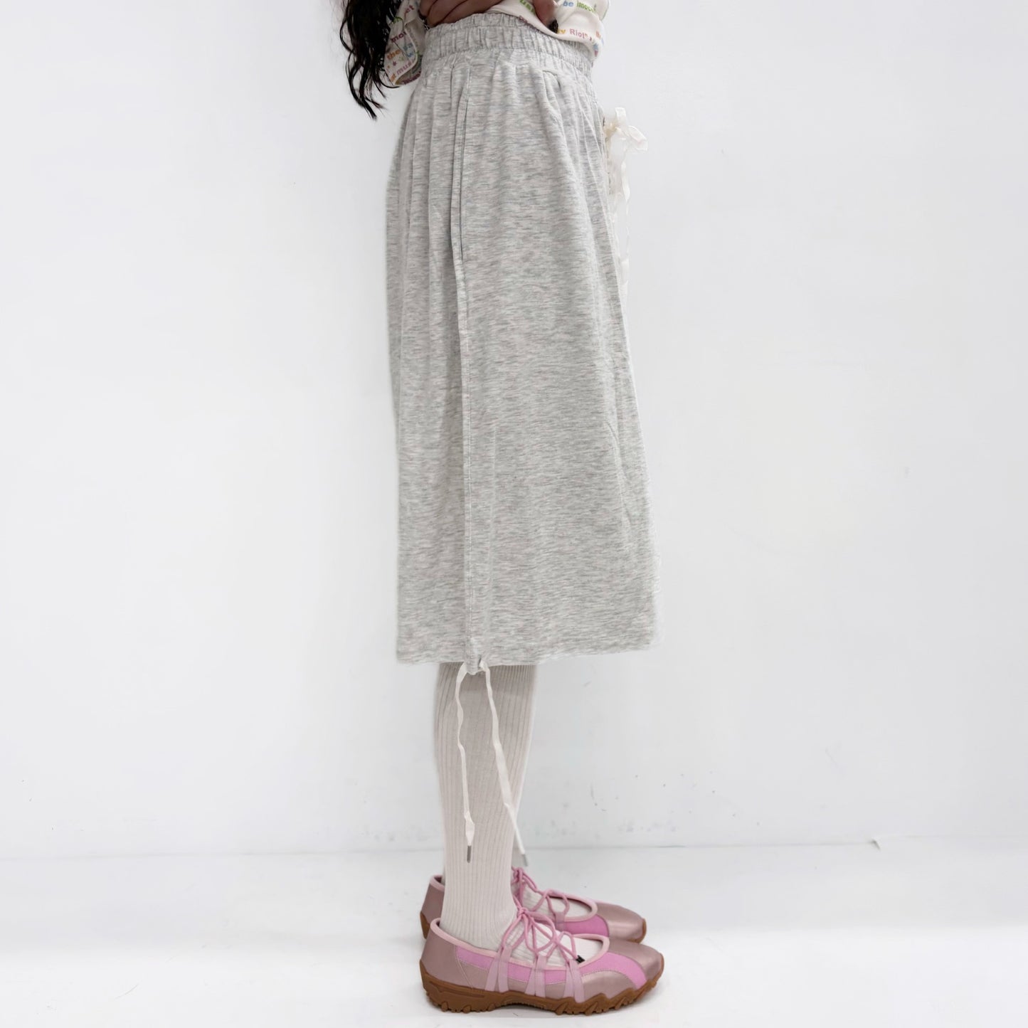 [fa.er.ie] lace-up half pants / light melange / レースアップハーフパンツ