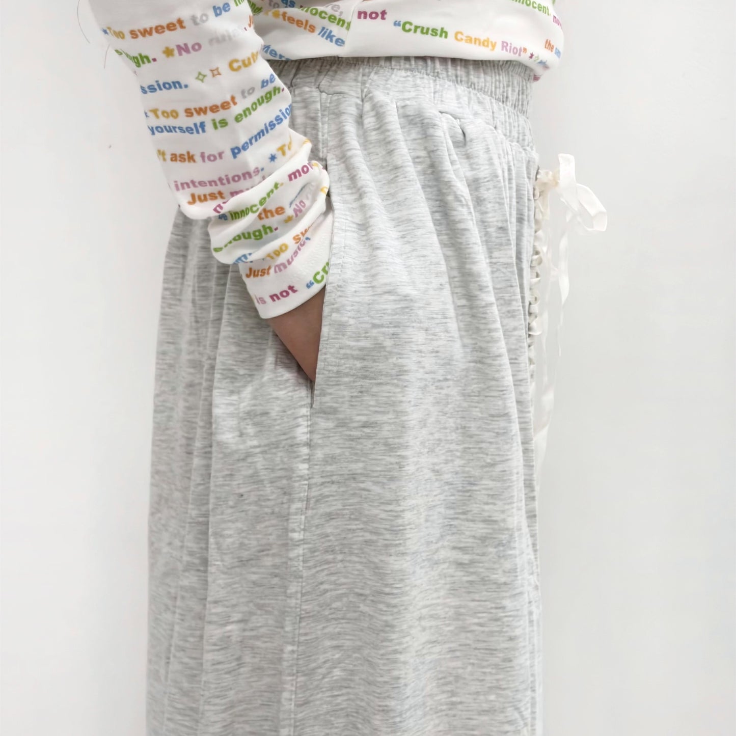 [fa.er.ie] lace-up half pants / light melange / レースアップハーフパンツ