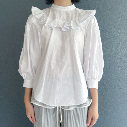 Frill Shoulder Blouse / White / フリルショルダーブラウス