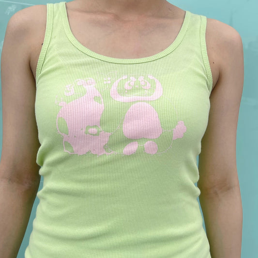 【GATEANDO POR TUS NUBES】TANK TOP DRESS / LIME / タンクトップドレス
