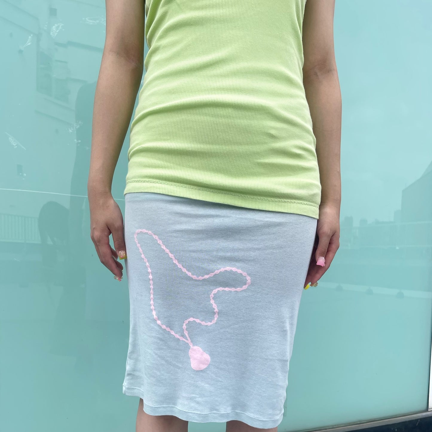【GATEANDO POR TUS NUBES】TANK TOP DRESS / LIME / タンクトップドレス
