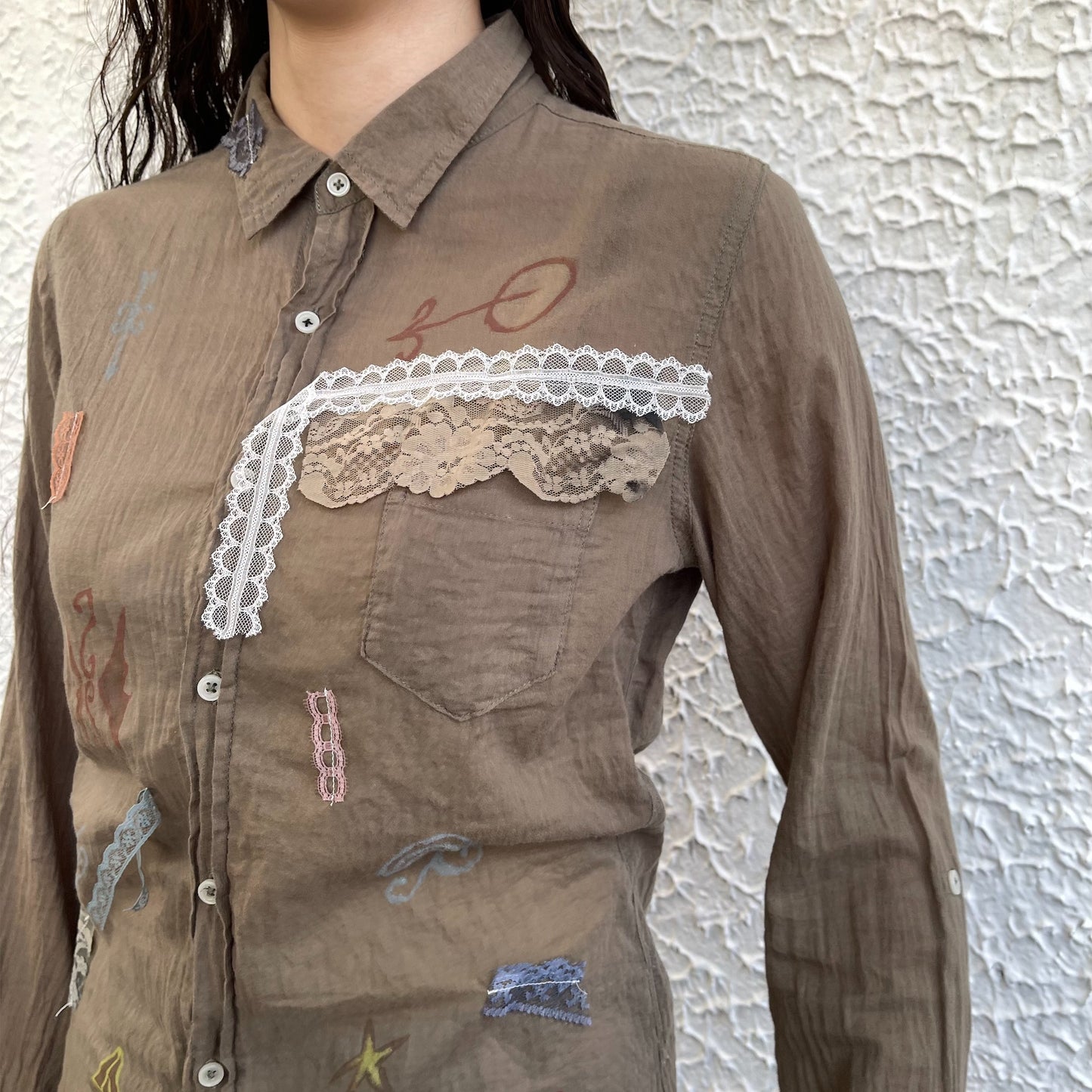 【trust teji 】Long sleeve dog blouse+ / Khaki / ロングスリーブドッグブラウス