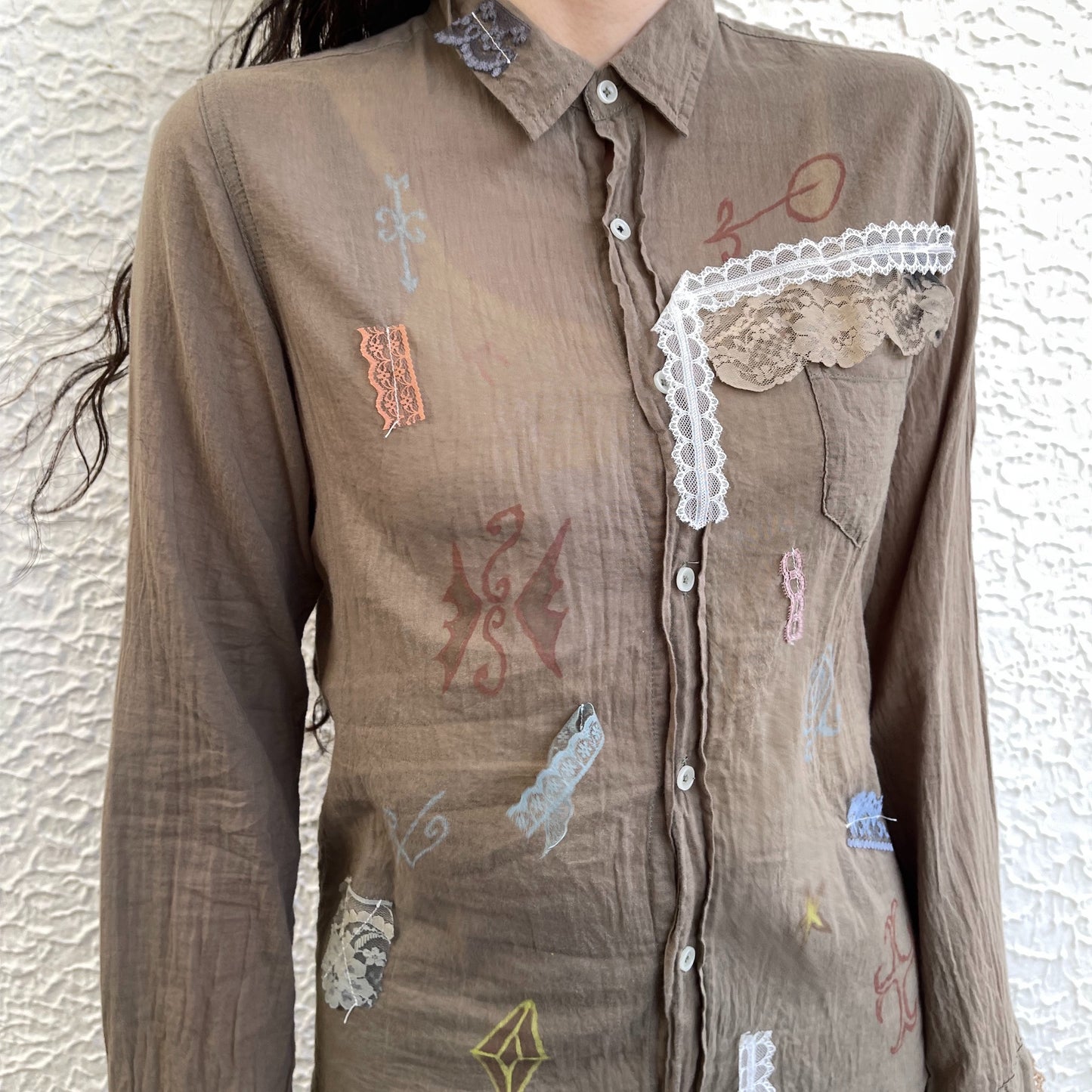 【trust teji 】Long sleeve dog blouse+ / Khaki / ロングスリーブドッグブラウス