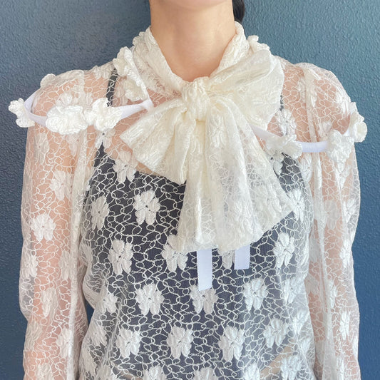 Flower Crochet Collar / White / かぎ編みつけ襟
