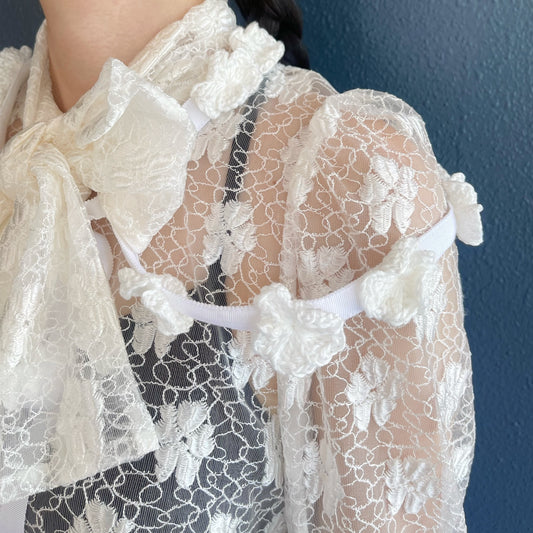 Flower Crochet Collar / White / かぎ編みつけ襟