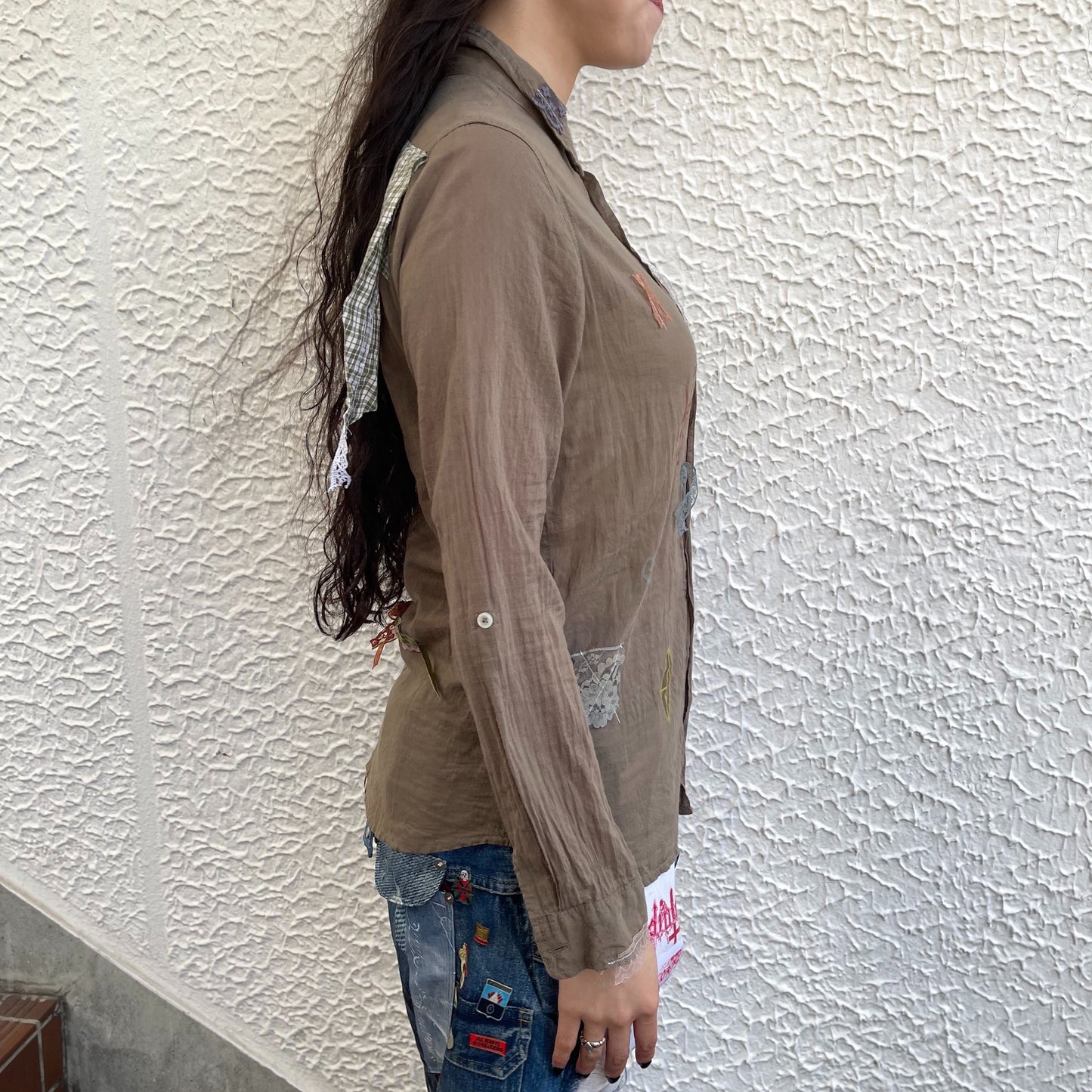 【trust teji 】Long sleeve dog blouse+ / Khaki / ロングスリーブドッグブラウス