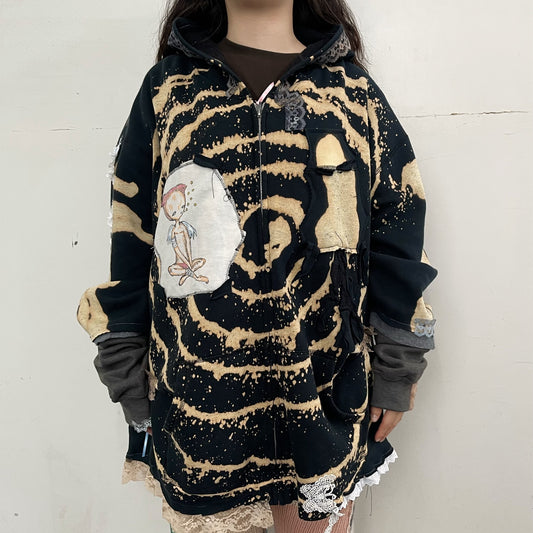 trust teji x TONII MONDO collabolation ★ Bond hoodie dye / Black / ボンドフーディー