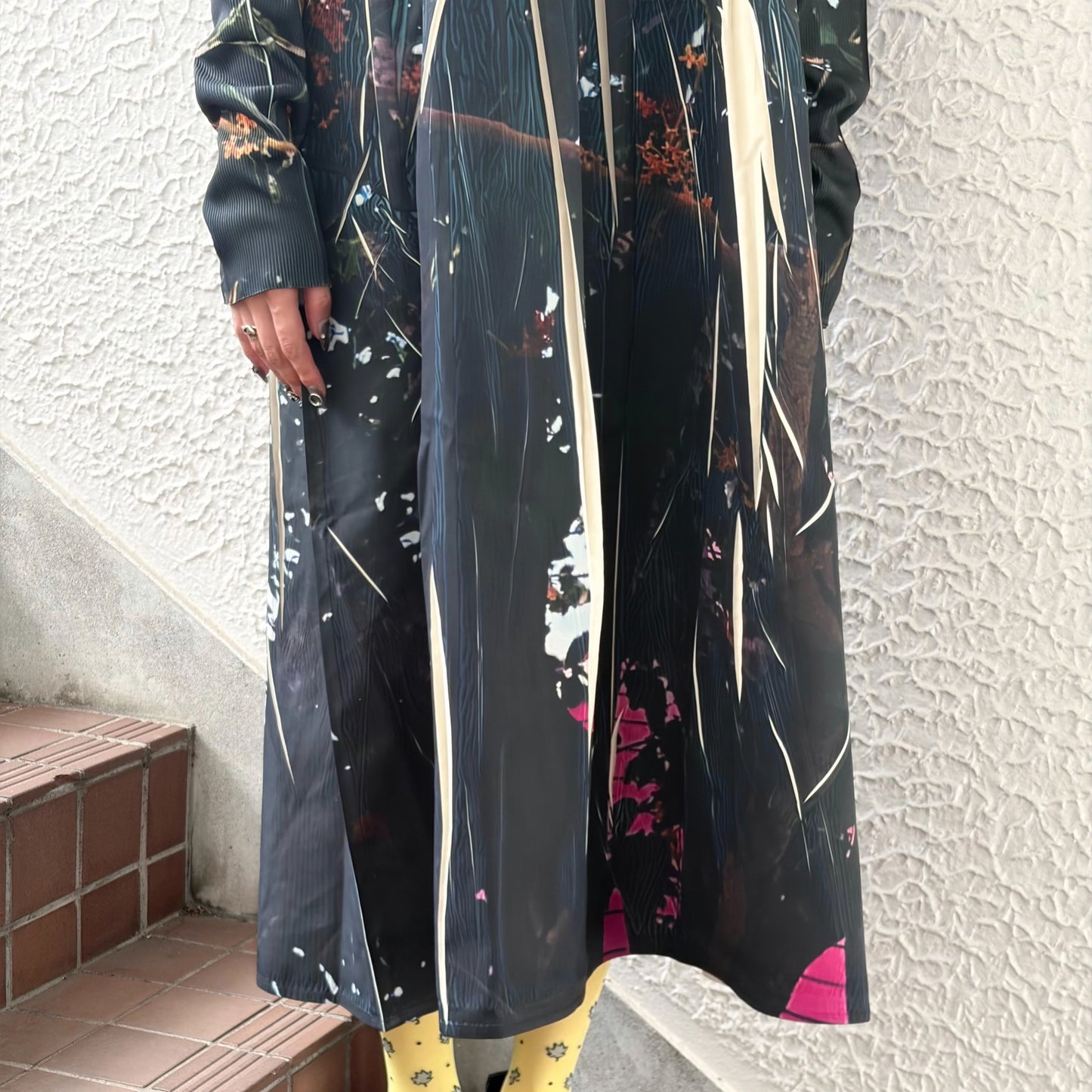 DIRECT PRINT RIB GATHER ONE-PIECE / TREE / ダイレクトプリントリブギャザーワンピース