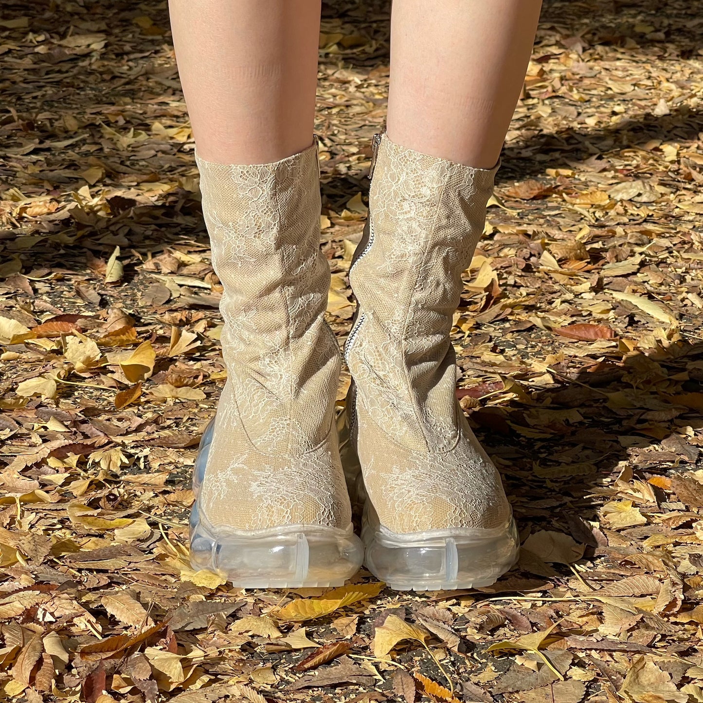 JEWELRYLACE TIGHTS BOOTS / BEIGE / MIKIOSAKABEレースブーツ