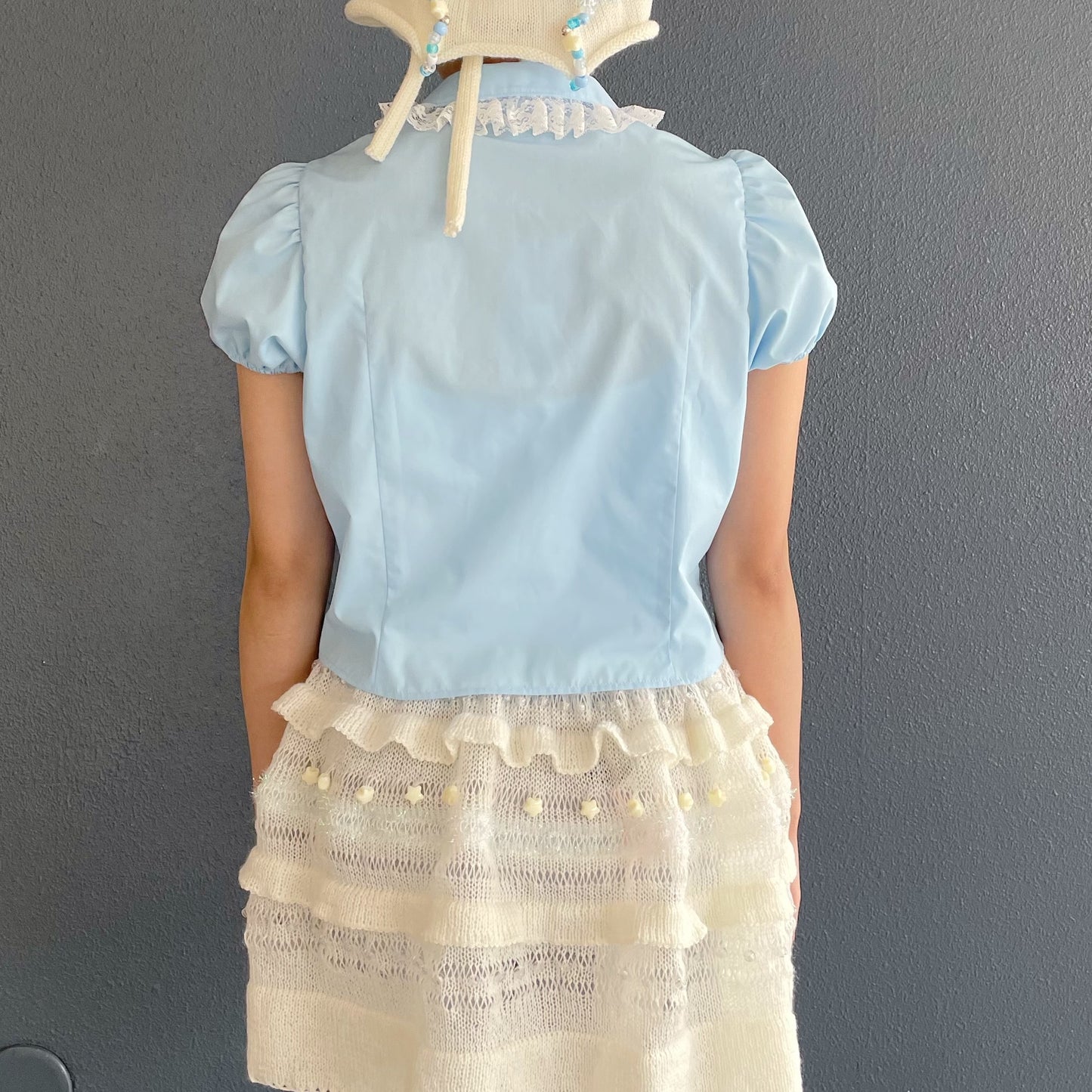 Frill short shirts / Blue / フリルショートシャツ