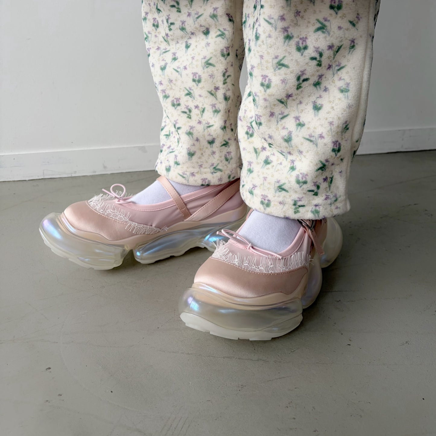 【MIKIOSAKABE】Lotus satin / PINK SATIN / ストラップシューズ