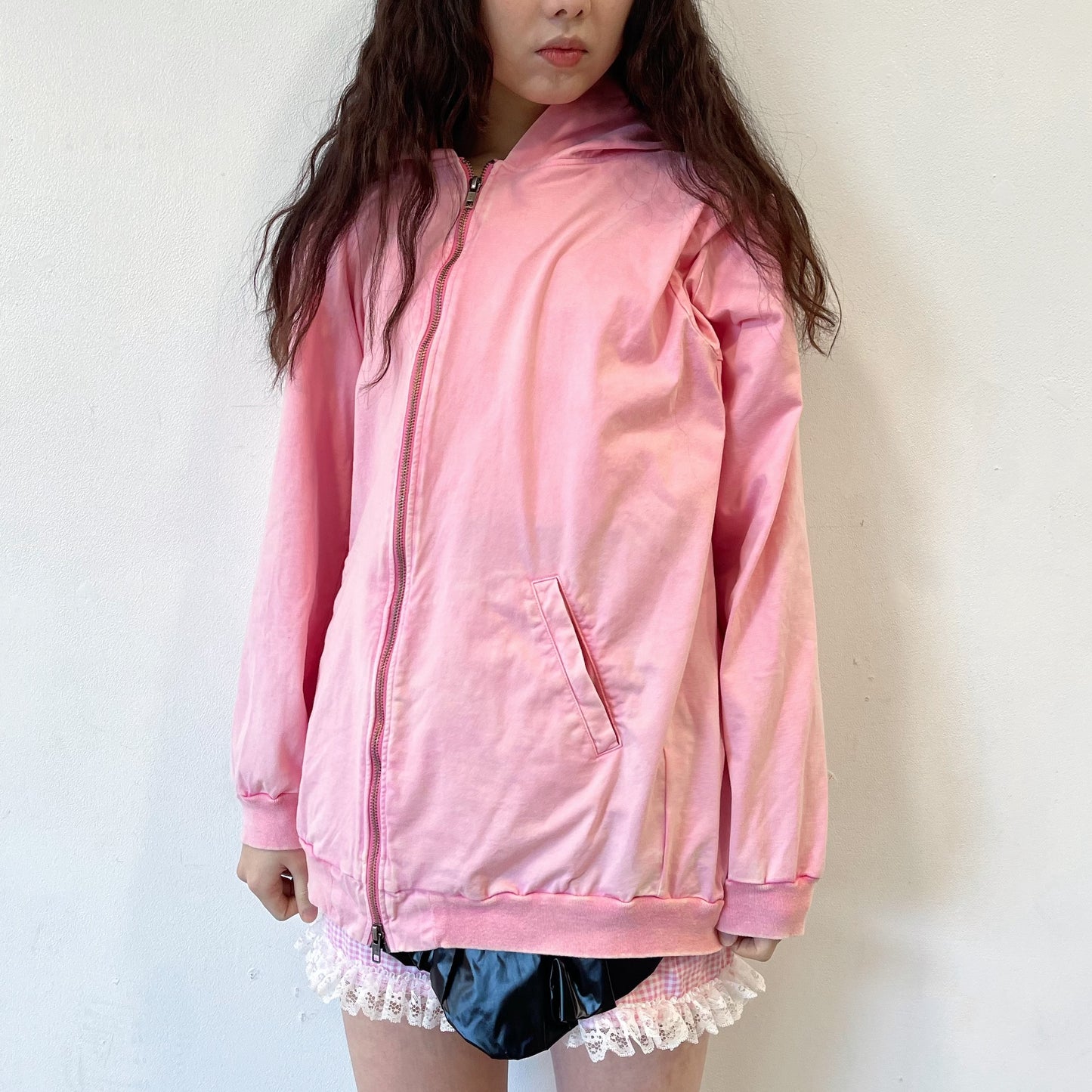 ASYMMETRY ZIP-UP PARKA / PINK / アシンメトリージップアップパーカー