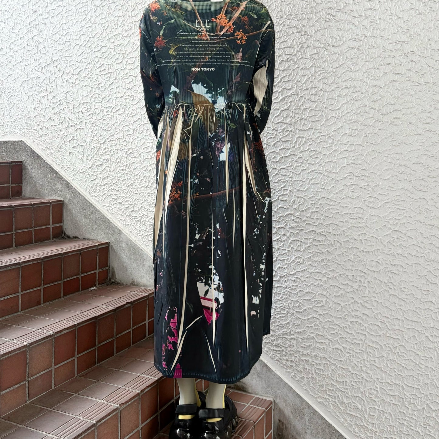 DIRECT PRINT RIB GATHER ONE-PIECE / TREE / ダイレクトプリントリブギャザーワンピース
