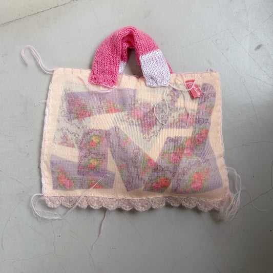 print knit bag / Pink / プリントニットバッグ