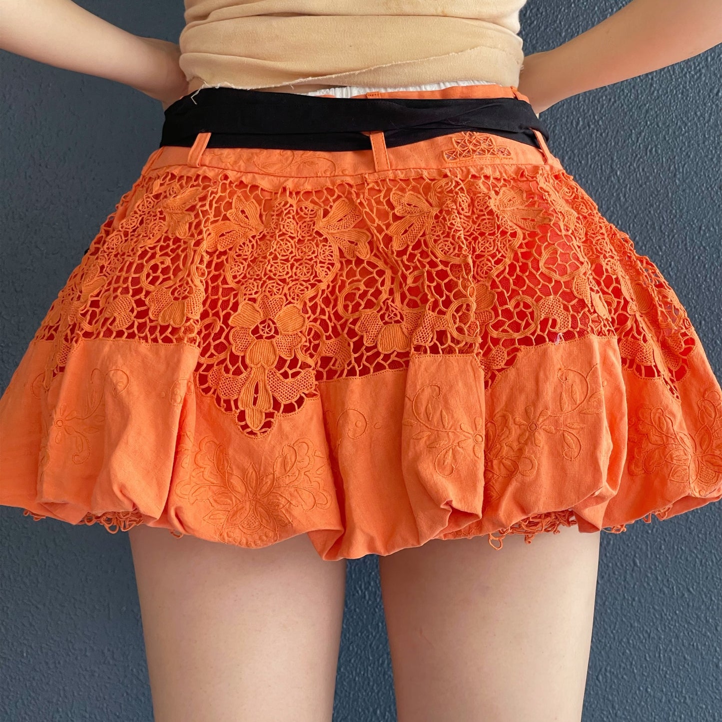 PUFFI COTTON SKIRT / ORANGE  / パフスカート