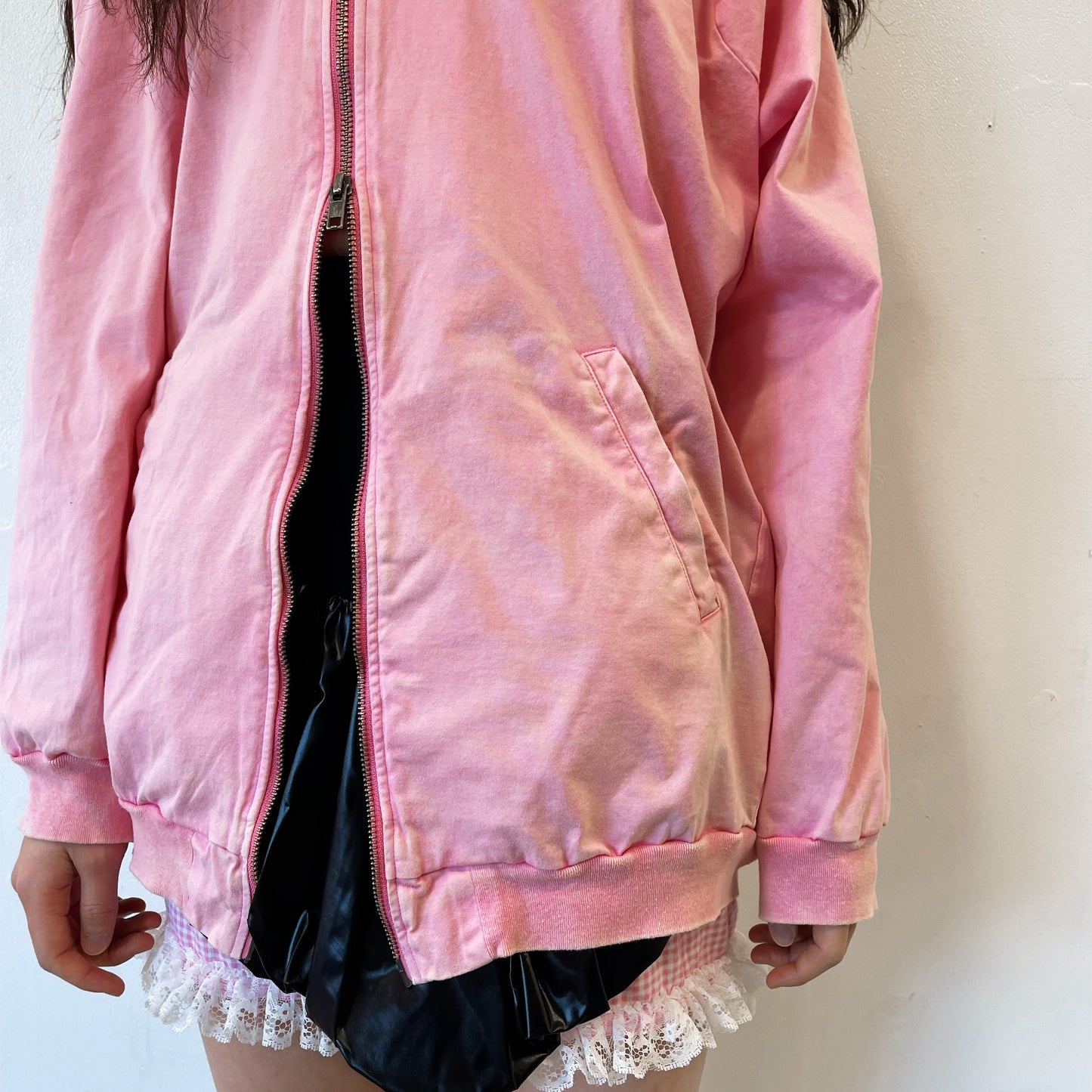 ASYMMETRY ZIP-UP PARKA / PINK / アシンメトリージップアップパーカー