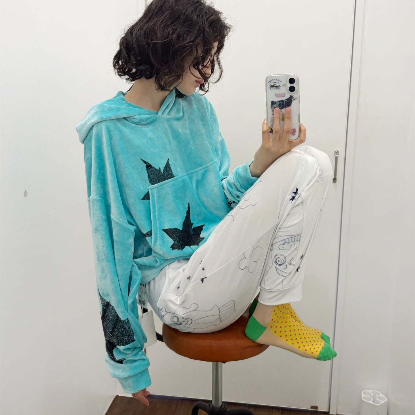 YUMMY VELOUR HOODIE / AQUA / ベロアフーディー