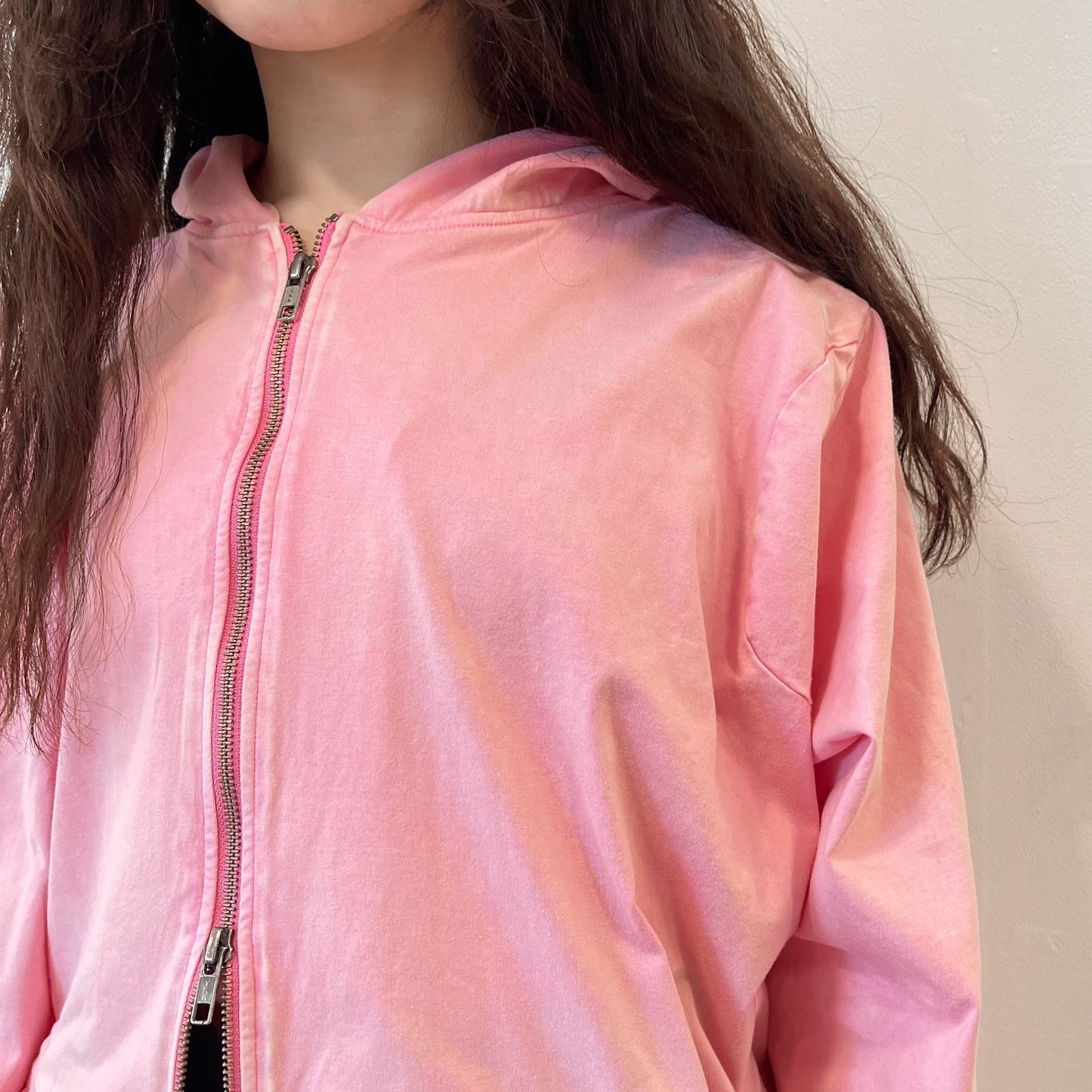 ASYMMETRY ZIP-UP PARKA / PINK / アシンメトリージップアップパーカー