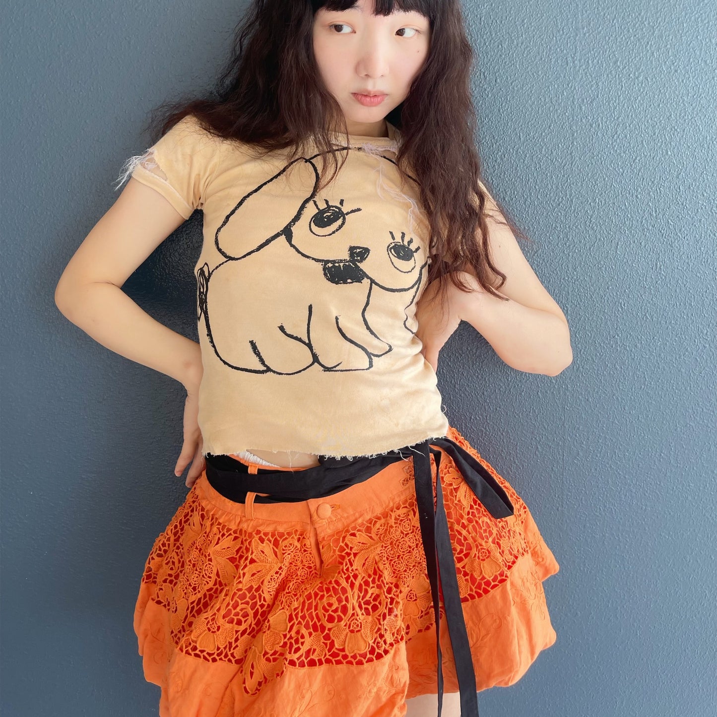 PUFFI COTTON SKIRT / ORANGE  / パフスカート