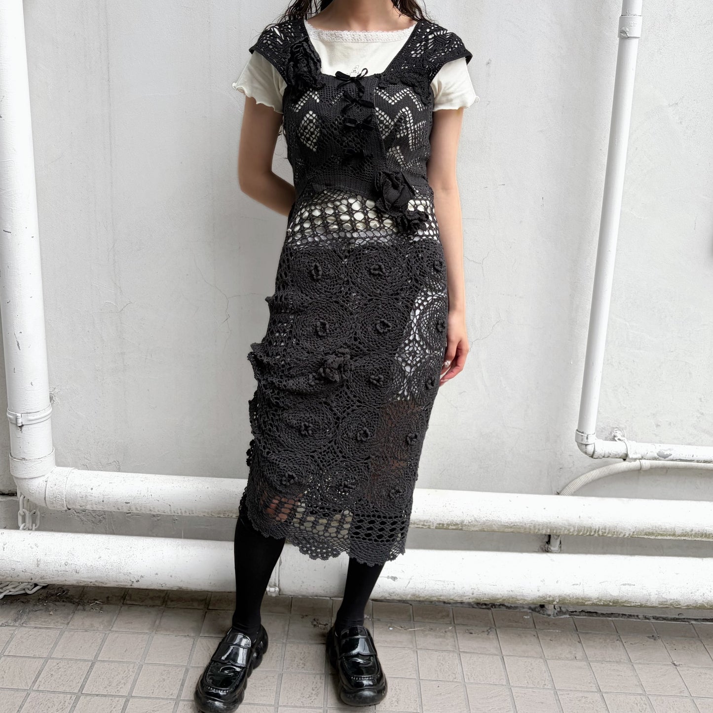 CROCHET DRESS / BLACK / クロシェドレス