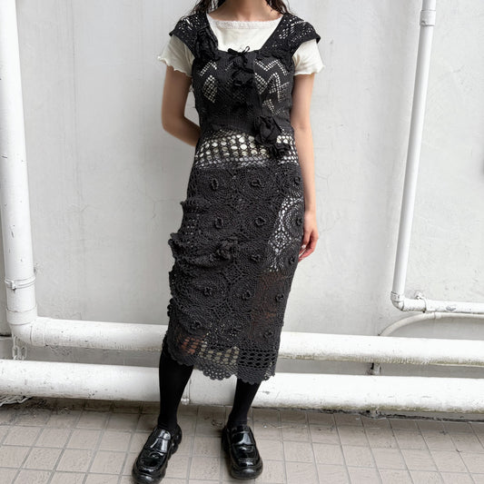 CROCHET DRESS / BLACK / クロシェドレス