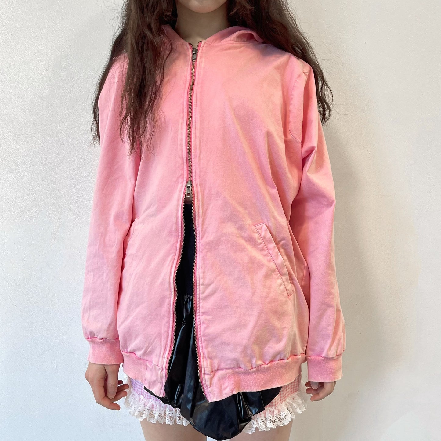 ASYMMETRY ZIP-UP PARKA / PINK / アシンメトリージップアップパーカー