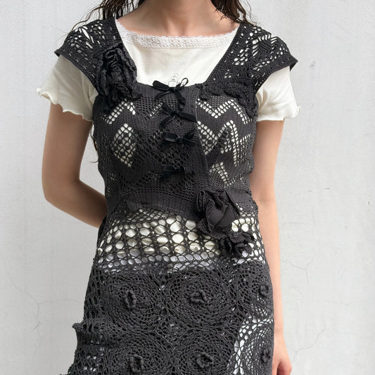 CROCHET DRESS / BLACK / クロシェドレス