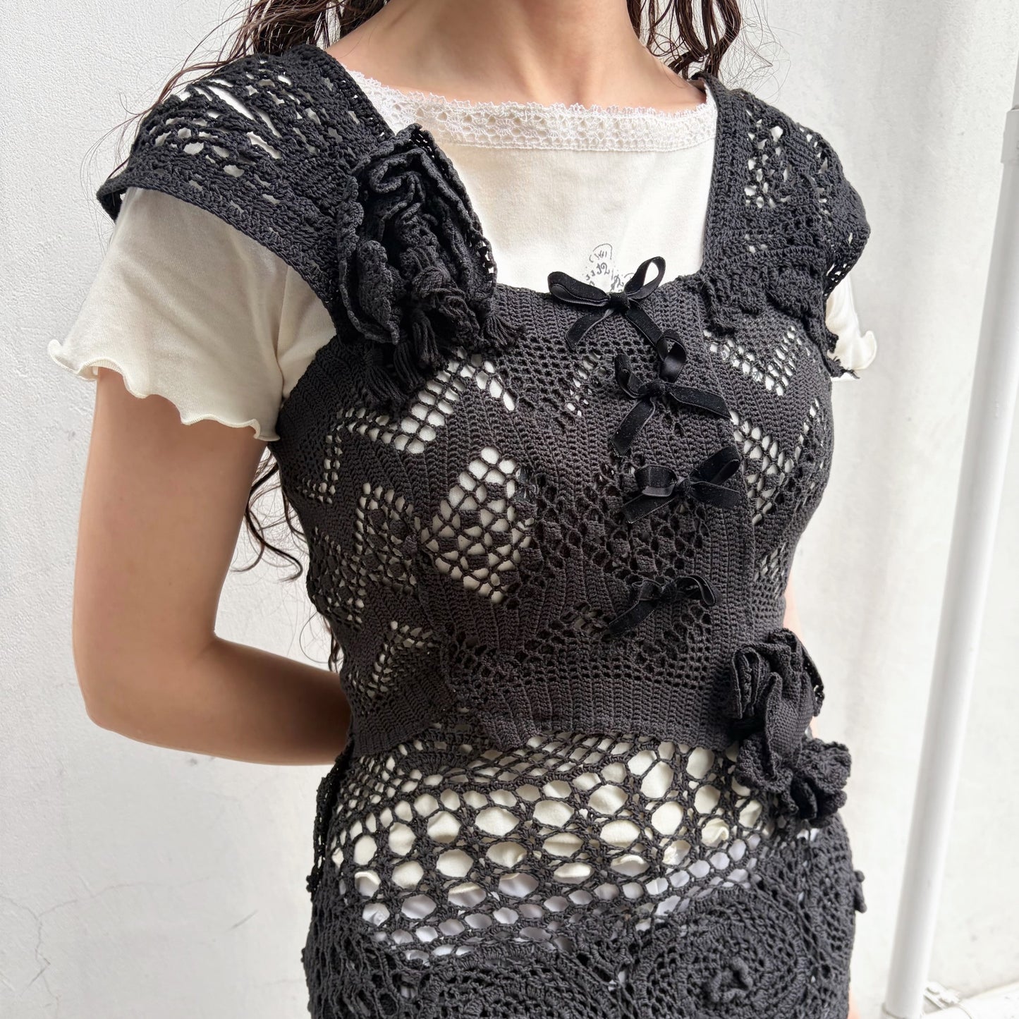 CROCHET DRESS / BLACK / クロシェドレス