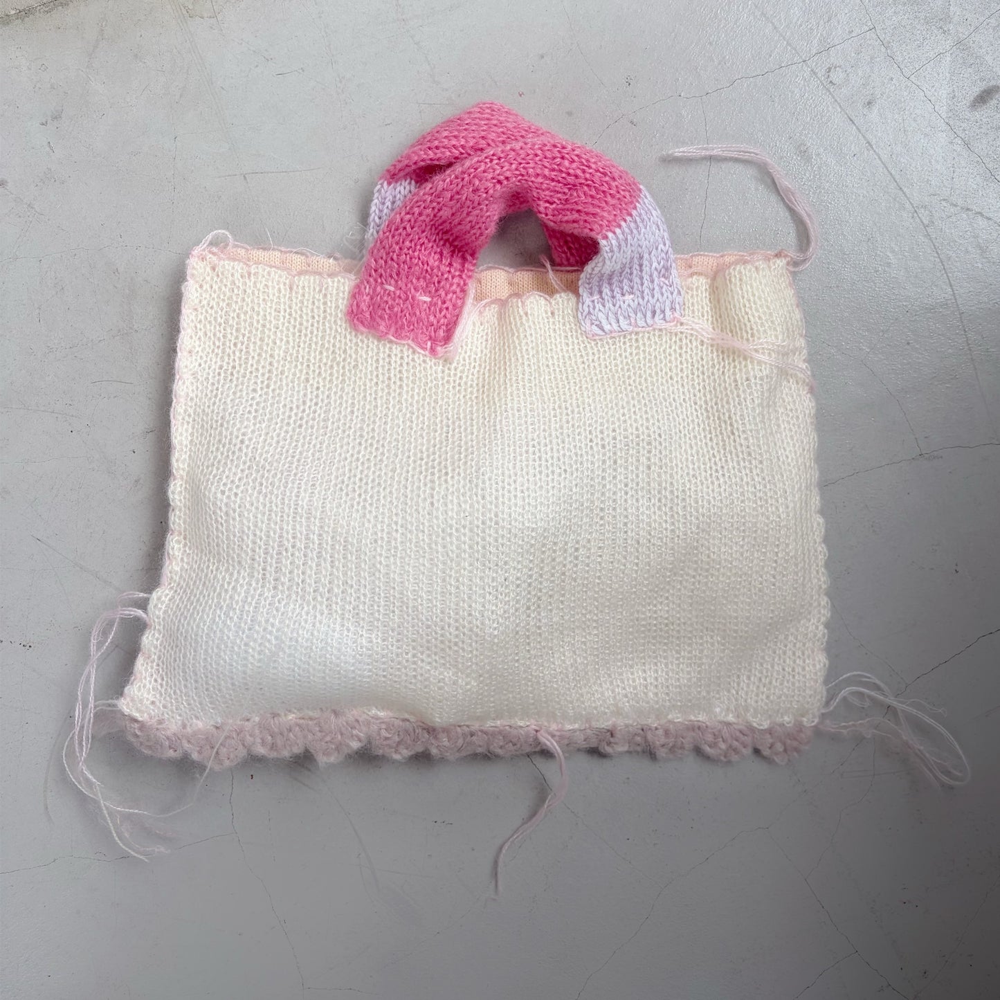 print knit bag / Pink / プリントニットバッグ
