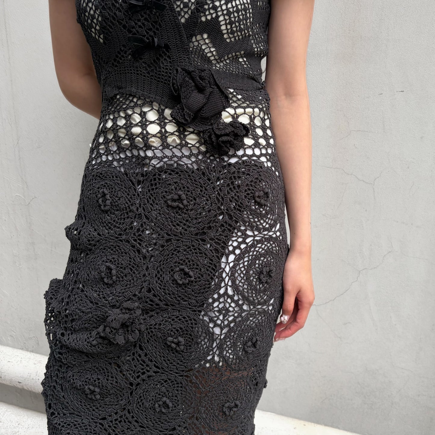CROCHET DRESS / BLACK / クロシェドレス