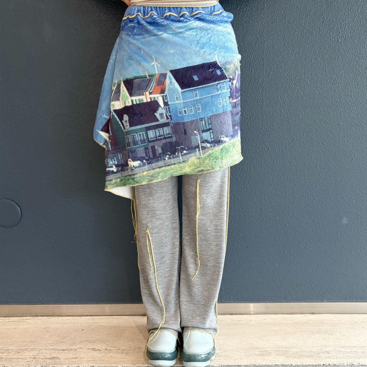 print fur pants with skirt / house / プリントファー スカート付きパンツ