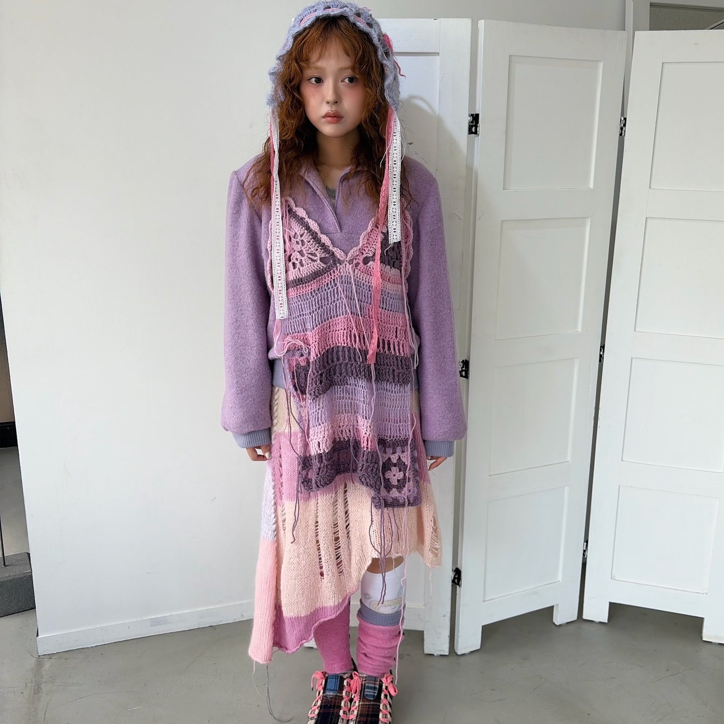 Knit bonnet / Purple / ニットボンネット