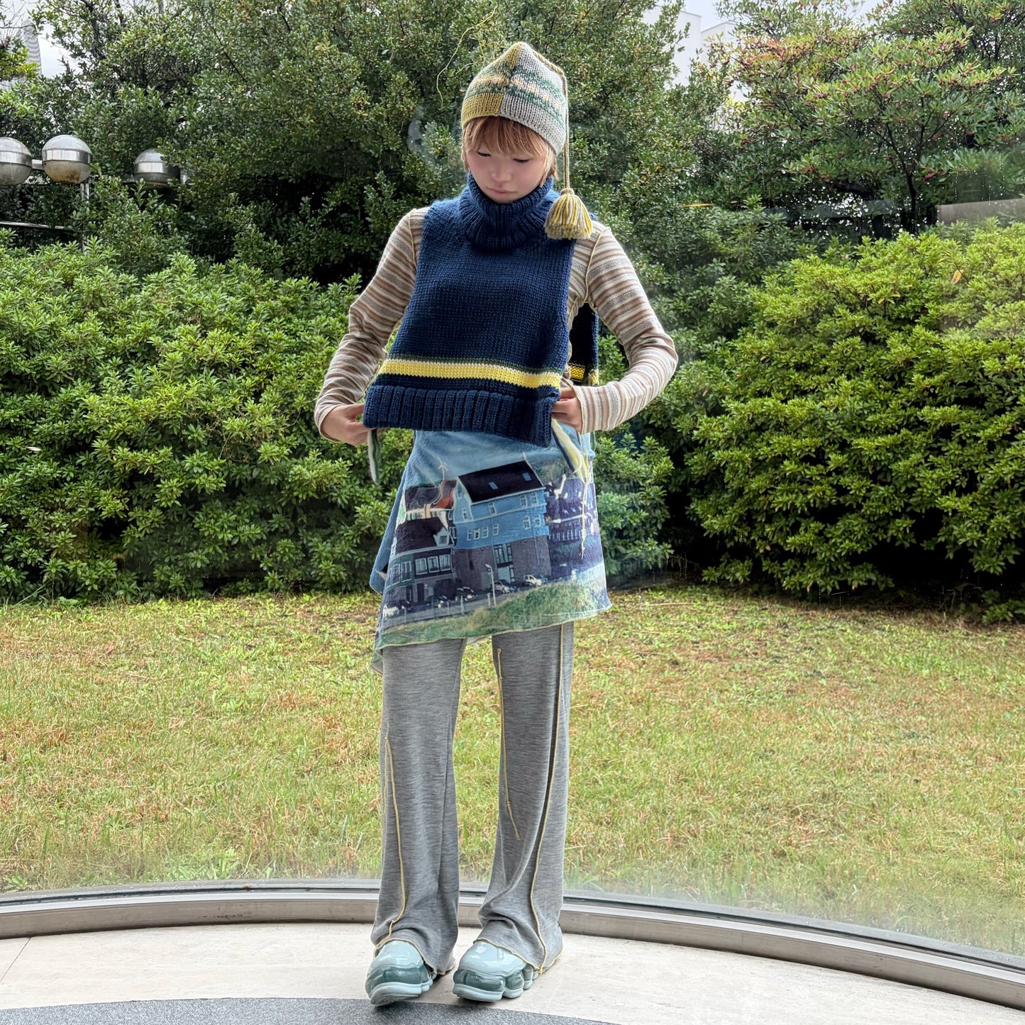 print fur pants with skirt / house / プリントファー スカート付きパンツ