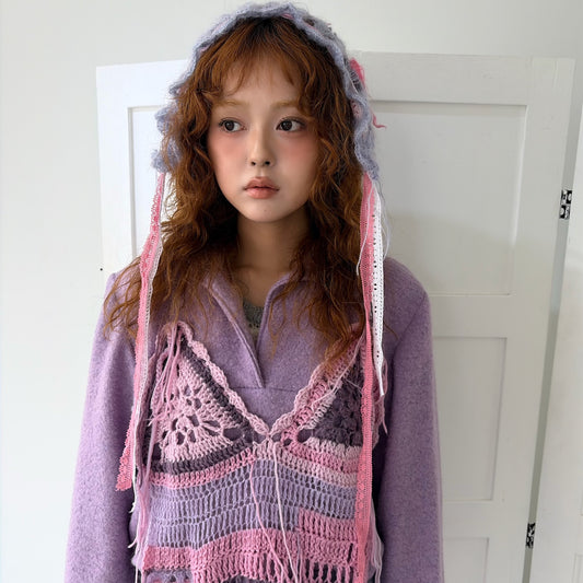 Knit bonnet / Purple / ニットボンネット