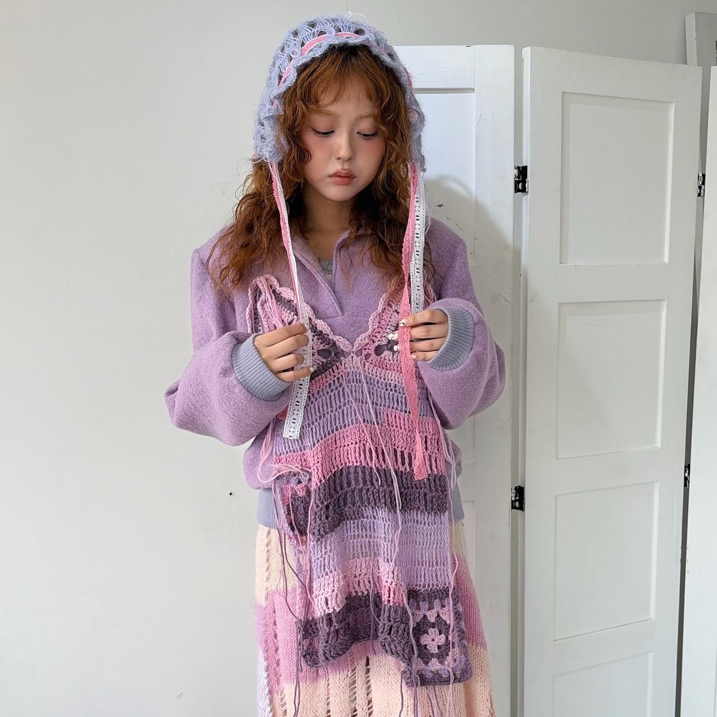 Knit bonnet / Purple / ニットボンネット