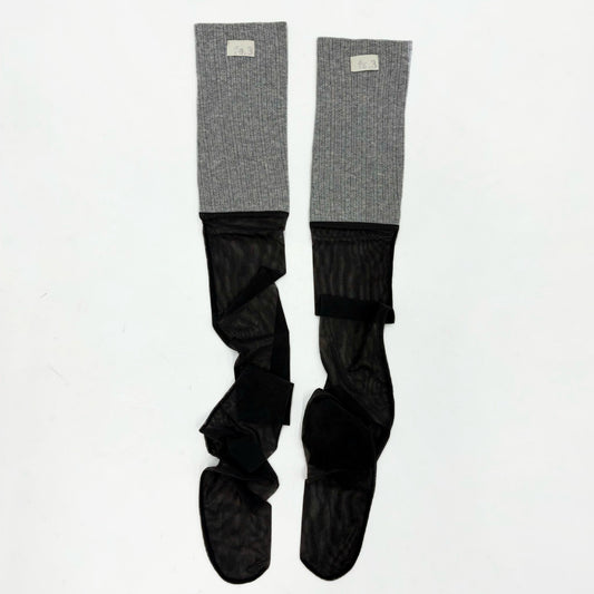 [fe.3] haze layer socks / melange grey / シースルーソックス