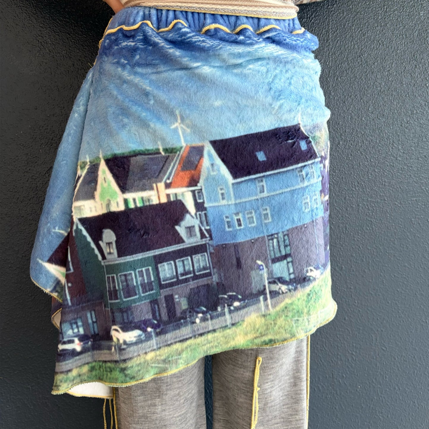 print fur pants with skirt / house / プリントファー スカート付きパンツ