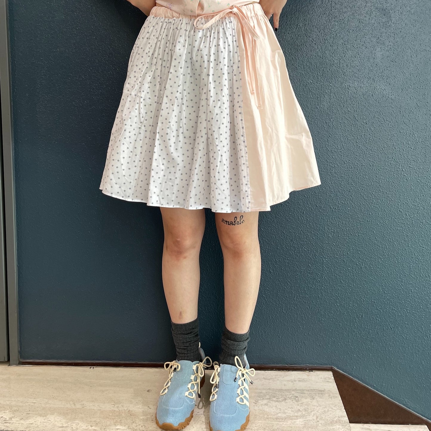 [F.E.E.S] half pattern cotton skirt / pink / ハーフパターンコットンスカート