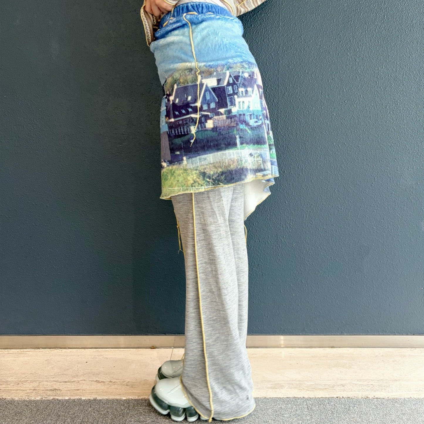 print fur pants with skirt / house / プリントファー スカート付きパンツ