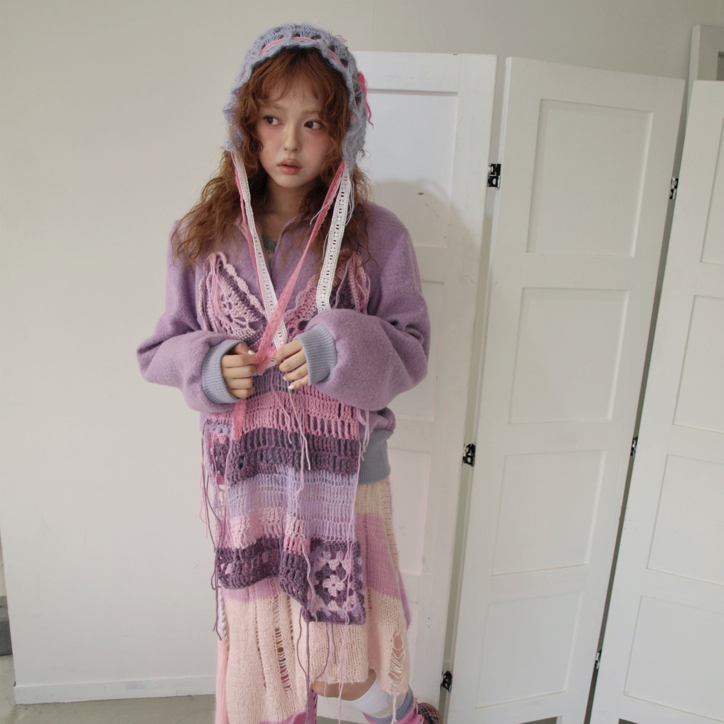 Knit bonnet / Purple / ニットボンネット
