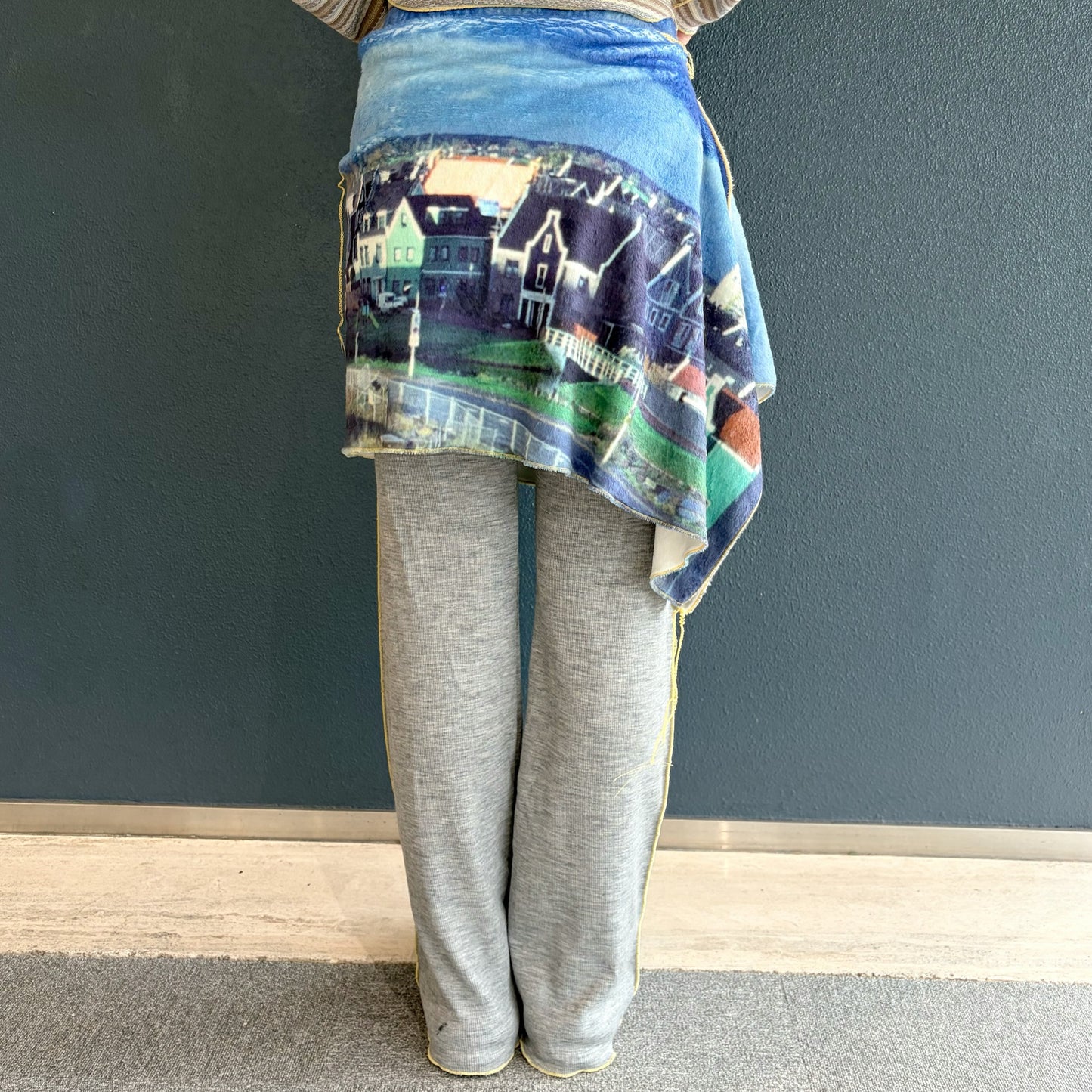 print fur pants with skirt / house / プリントファー スカート付きパンツ