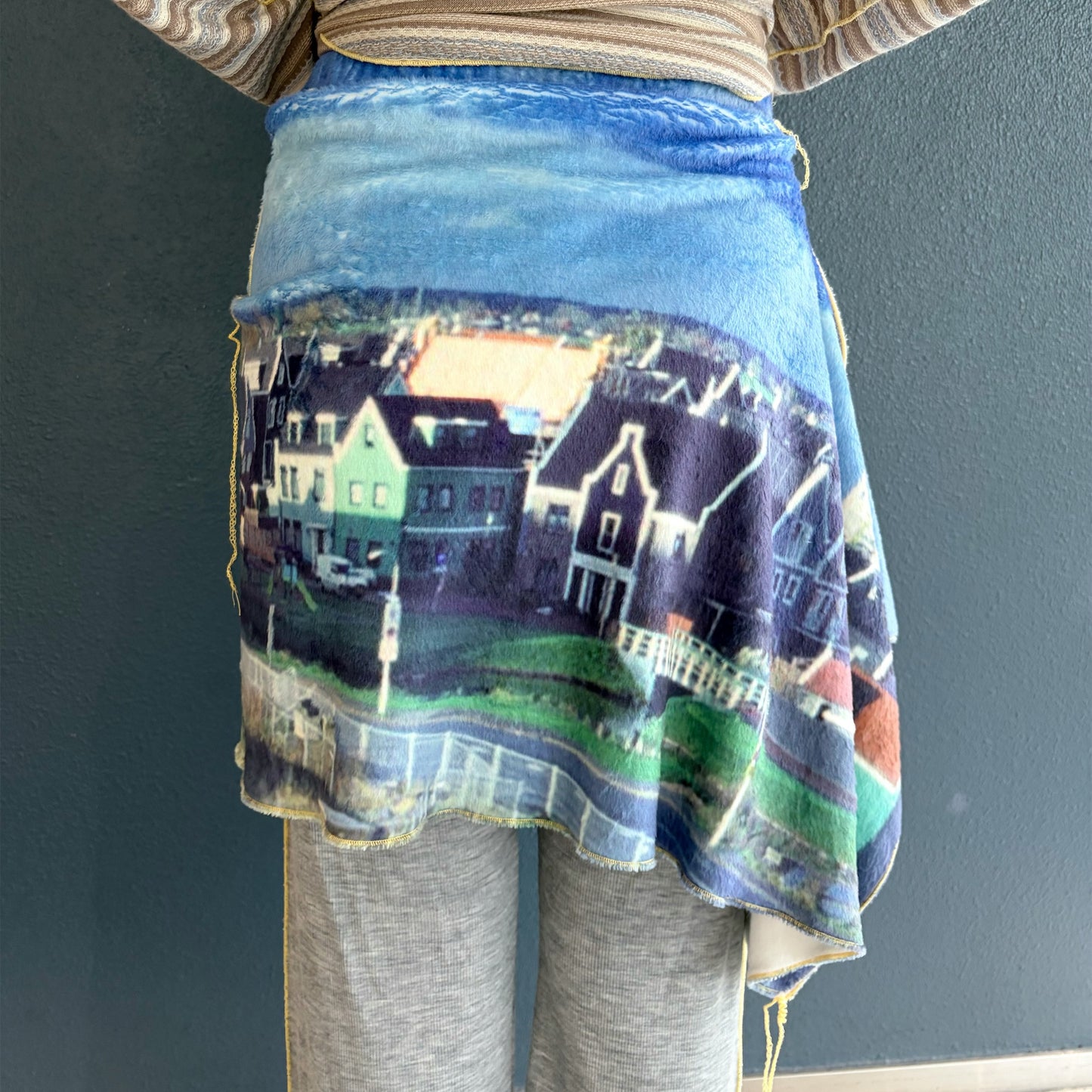 print fur pants with skirt / house / プリントファー スカート付きパンツ